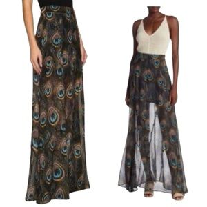 Like New Show Me Your Mumu Peacock Feather Maxi Skirt Size Small
